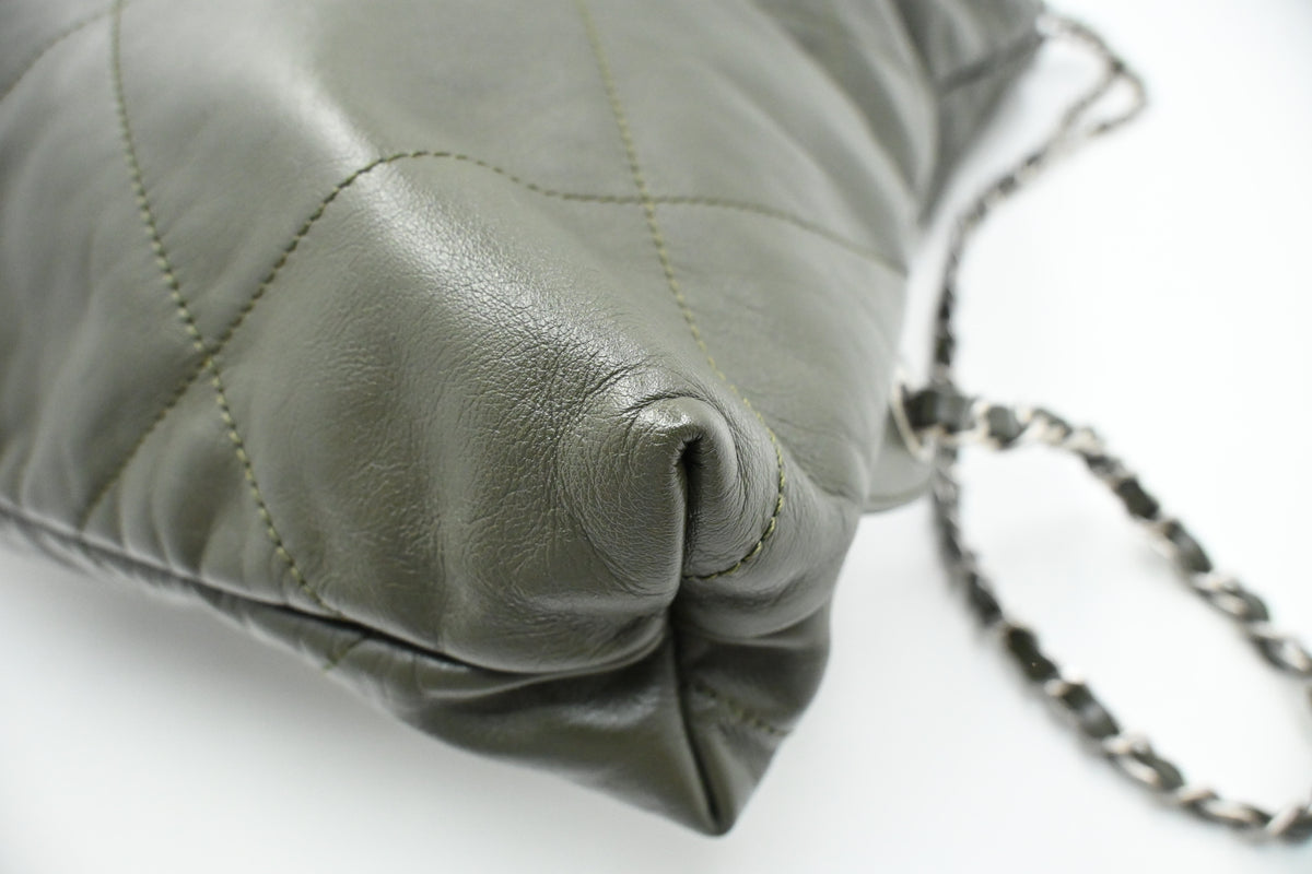 Chanel 22 Backpack in Khaki Green Leather