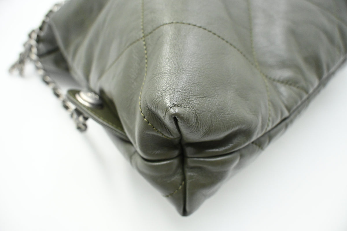 Chanel 22 Backpack in Khaki Green Leather