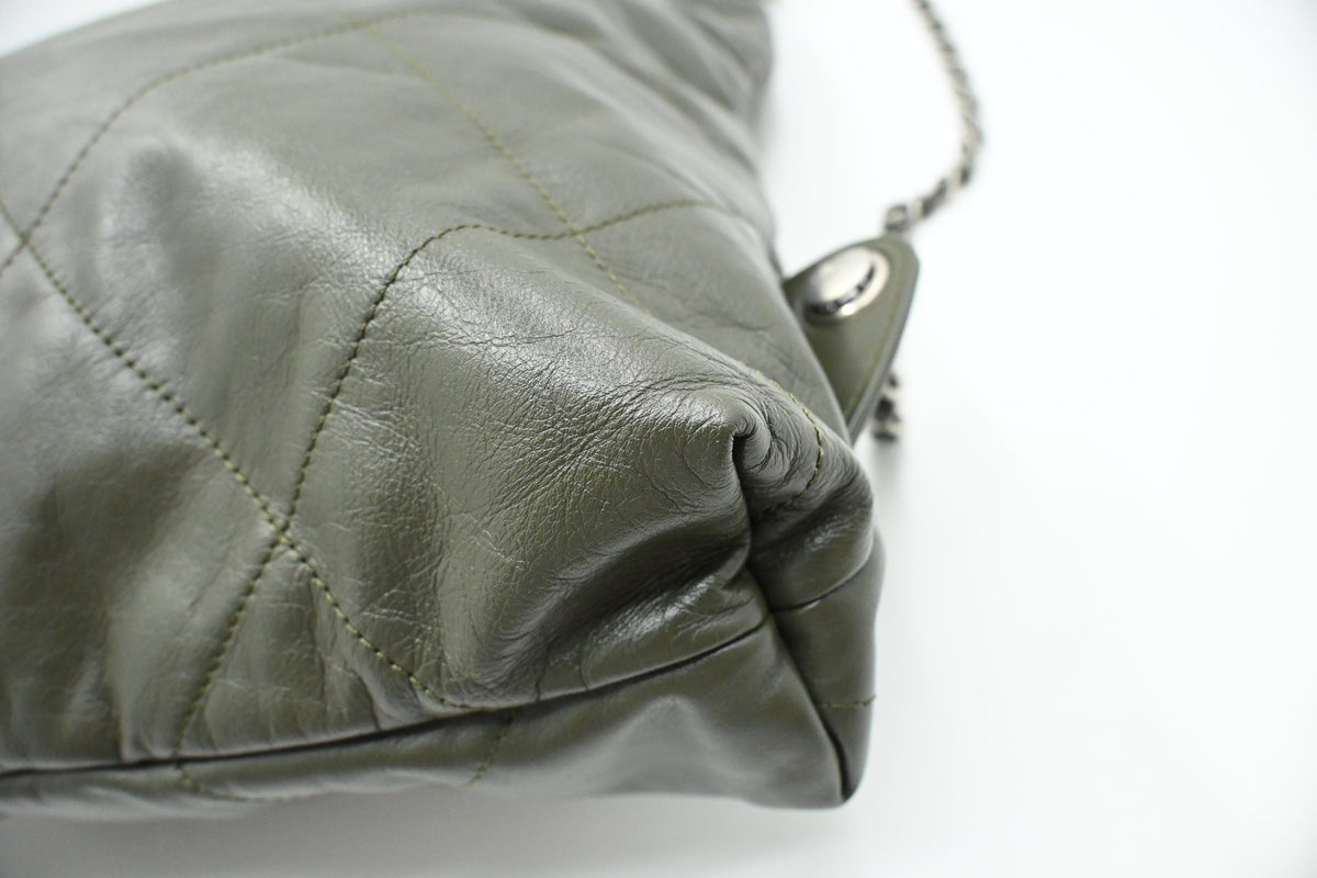 Chanel 22 Backpack in Khaki Green Leather