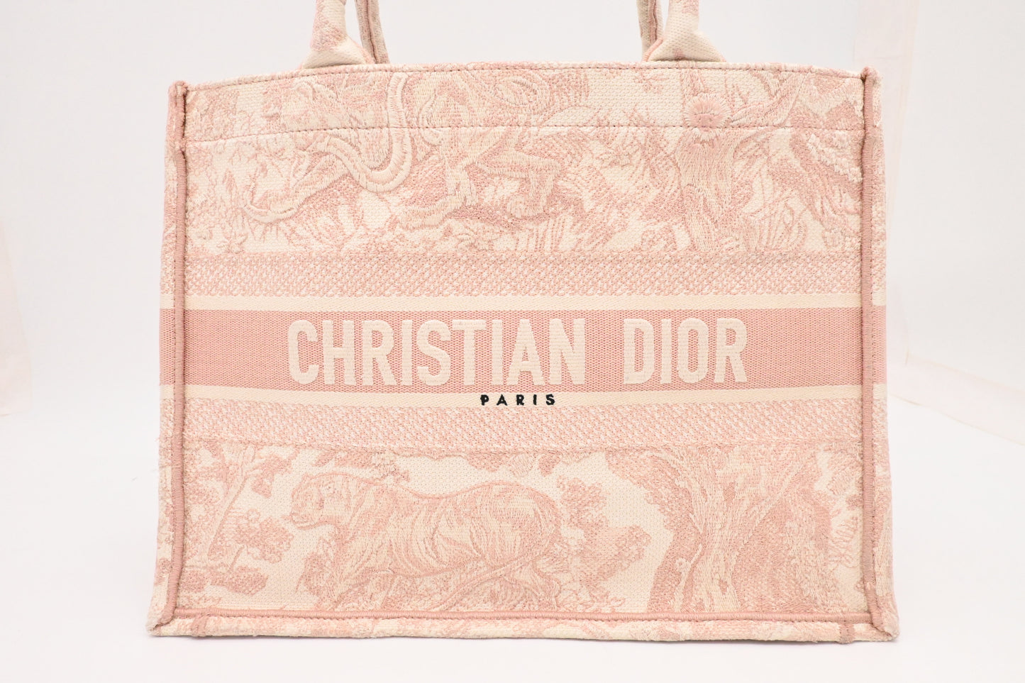 Dior Medium Book Tote in Pink Toile de Jouy Sauvage Embroidery