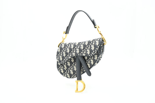 Dior Small Saddle Bag in Blue Oblique Canvas