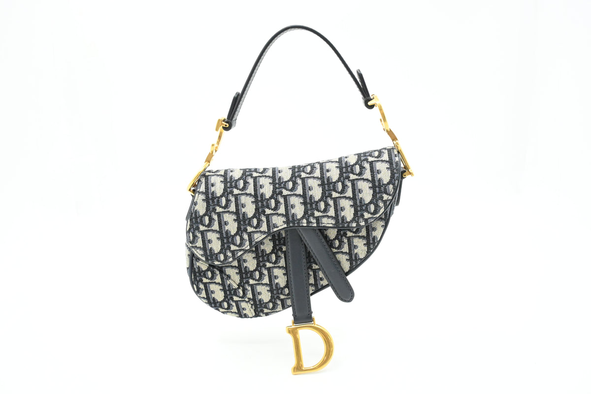 Dior Small Saddle Bag in Blue Oblique Canvas