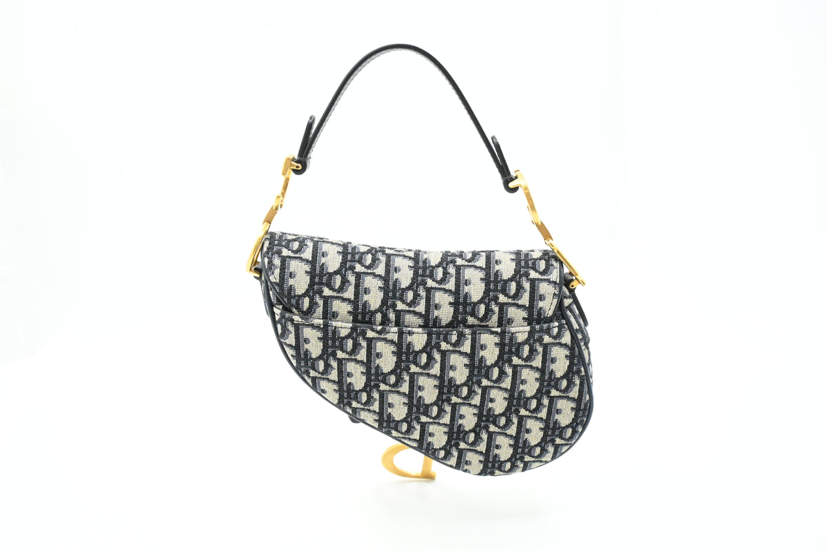 Dior Small Saddle Bag in Blue Oblique Canvas