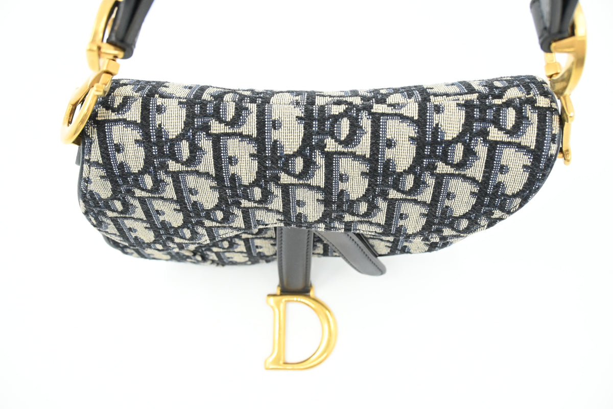 Dior Small Saddle Bag in Blue Oblique Canvas