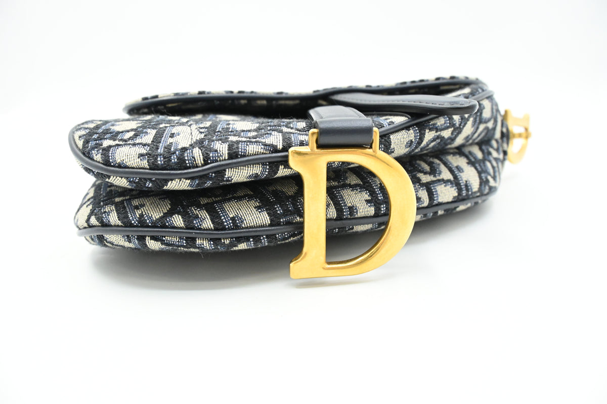 Dior Small Saddle Bag in Blue Oblique Canvas
