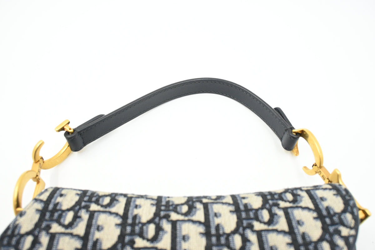 Dior Small Saddle Bag in Blue Oblique Canvas