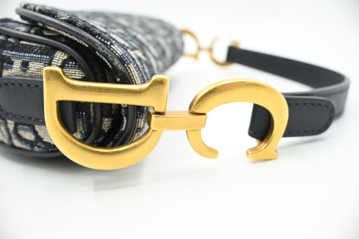 Dior Small Saddle Bag in Blue Oblique Canvas