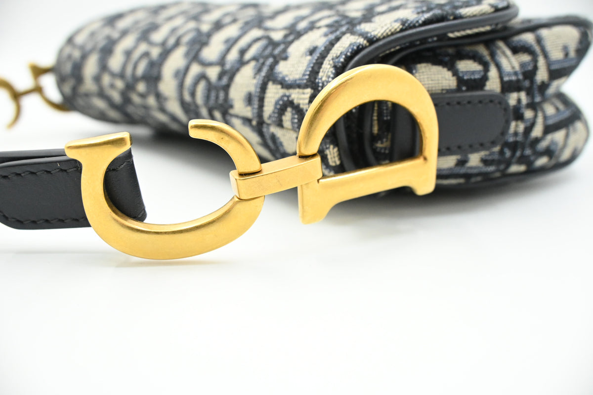Dior Small Saddle Bag in Blue Oblique Canvas