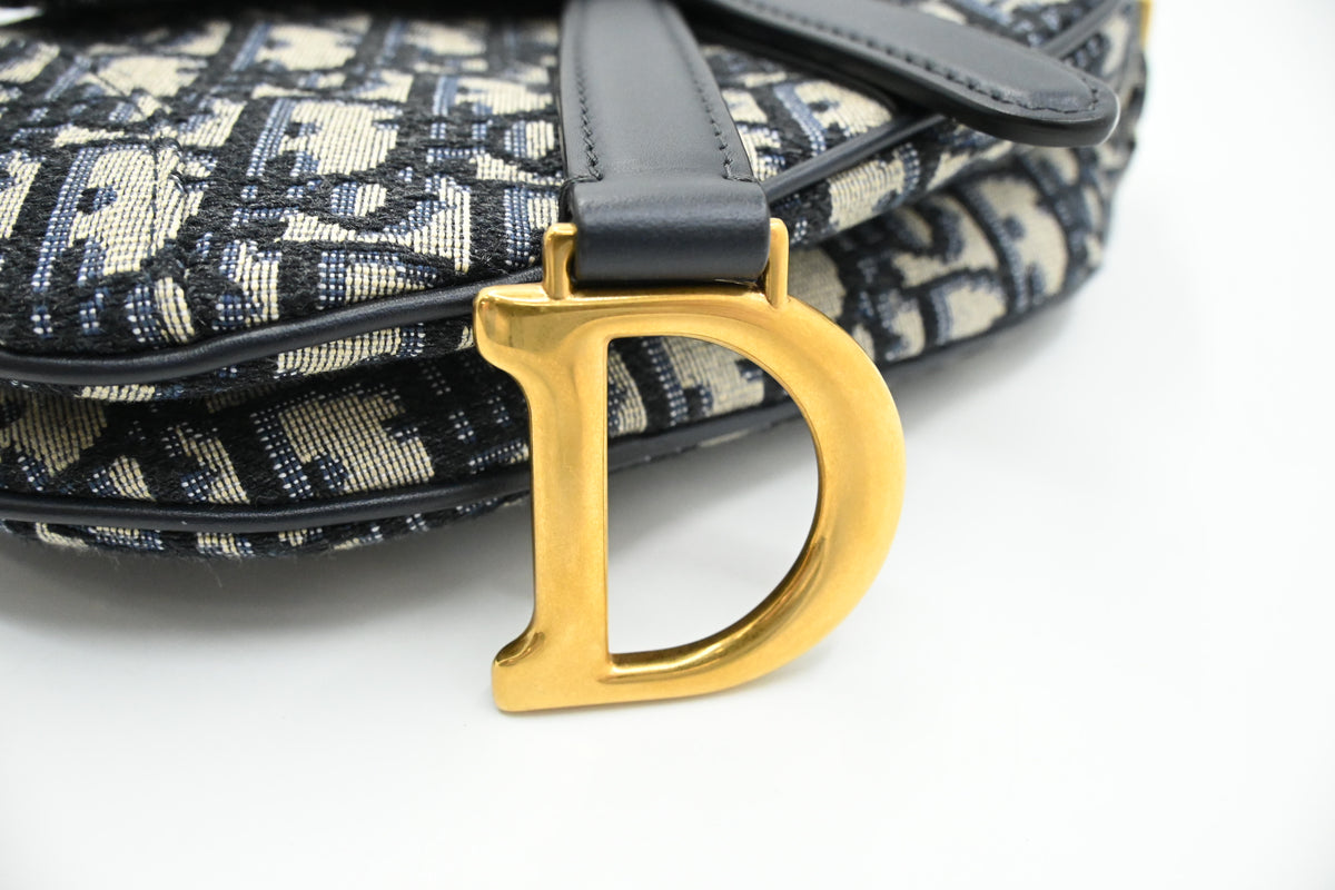 Dior Small Saddle Bag in Blue Oblique Canvas