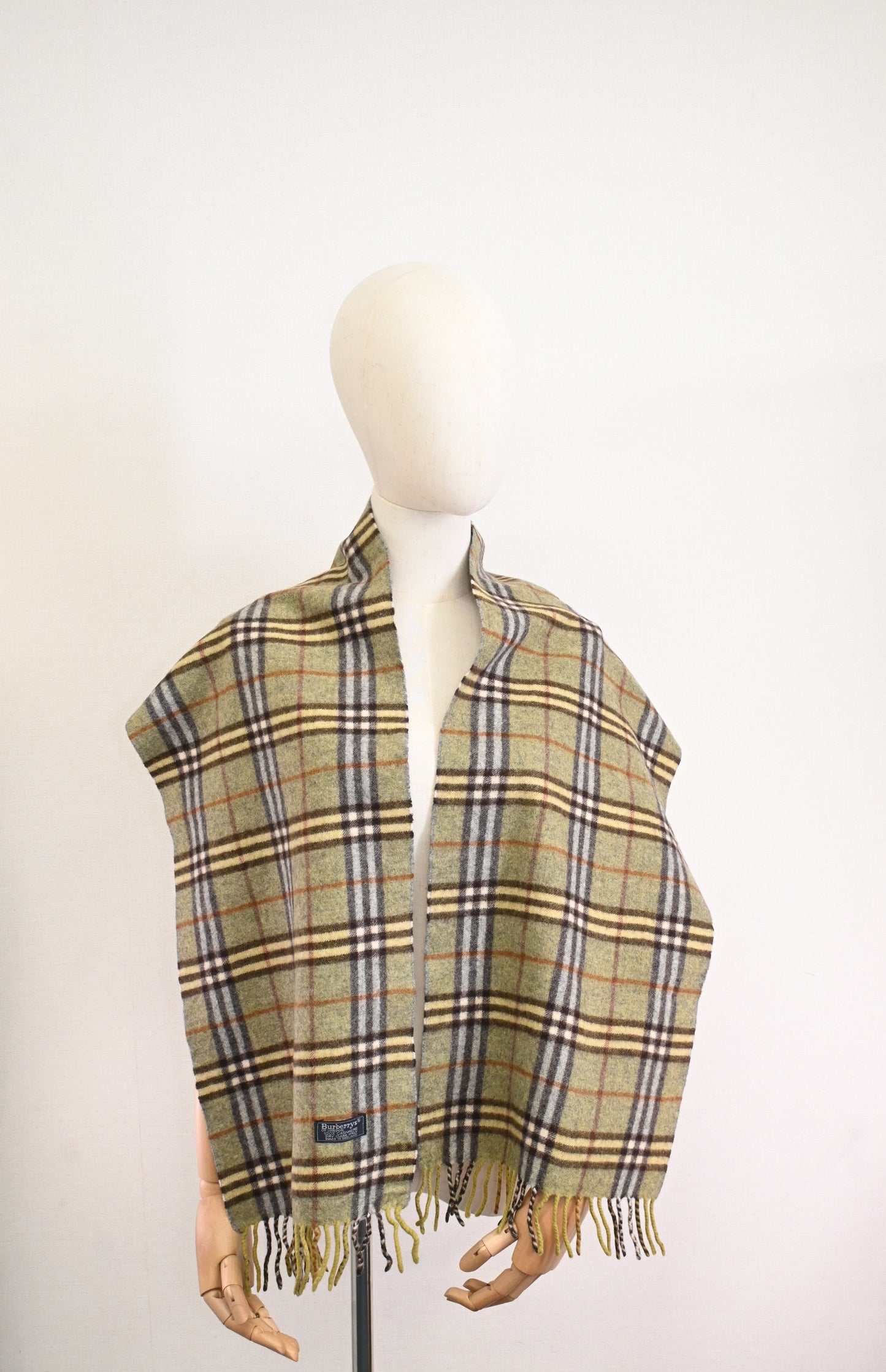 Burberry Scarf in Green Checked Cashmere