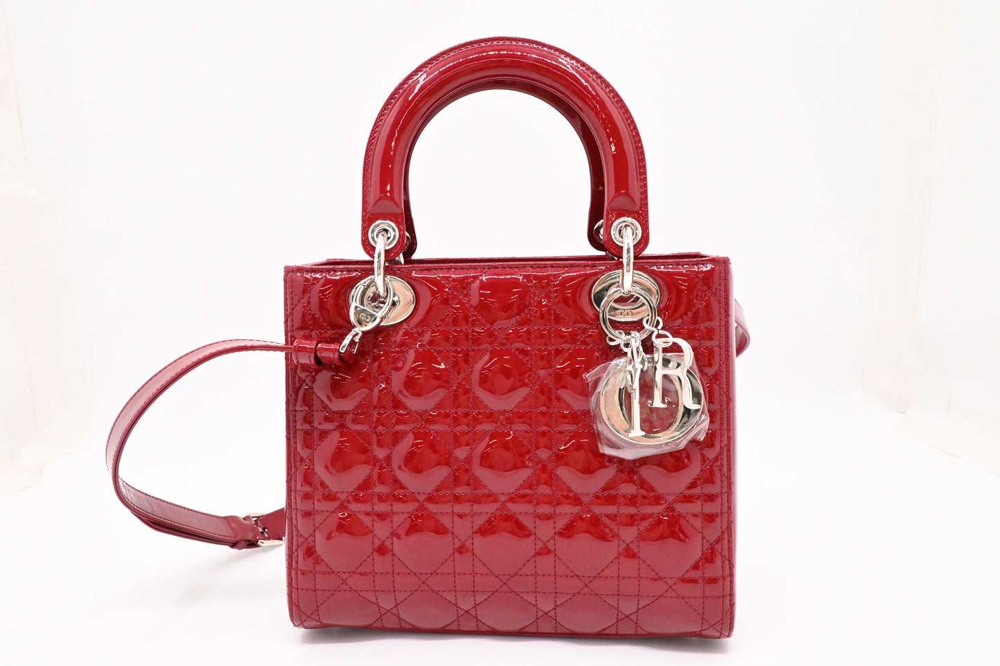 Dior Medium Lady Dior in Dark Red Cannage Patent Leather