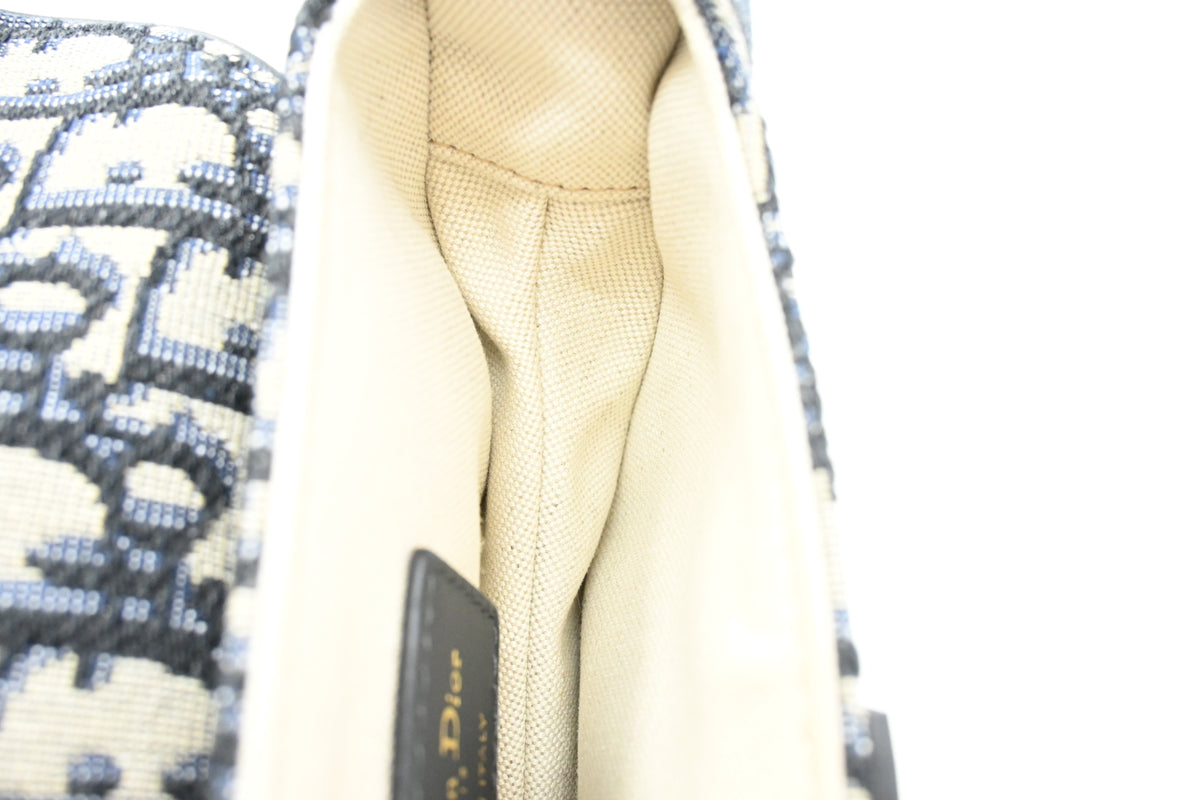 Dior Small Saddle Bag in Blue Oblique Canvas