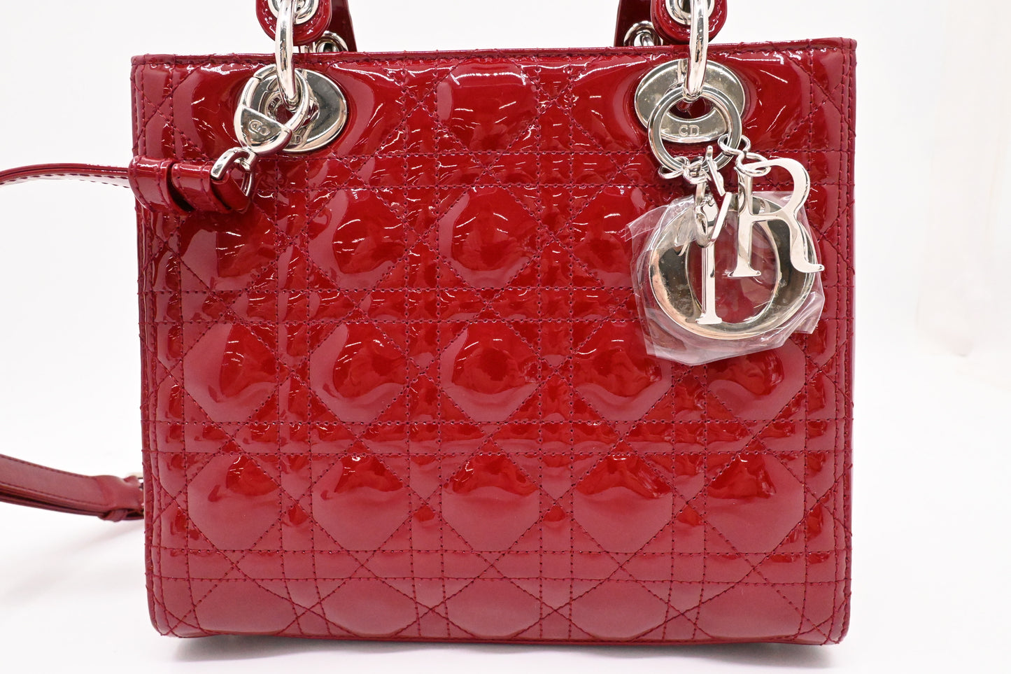 Dior Medium Lady Dior in Dark Red Cannage Patent Leather