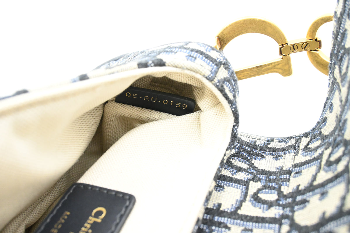 Dior Small Saddle Bag in Blue Oblique Canvas