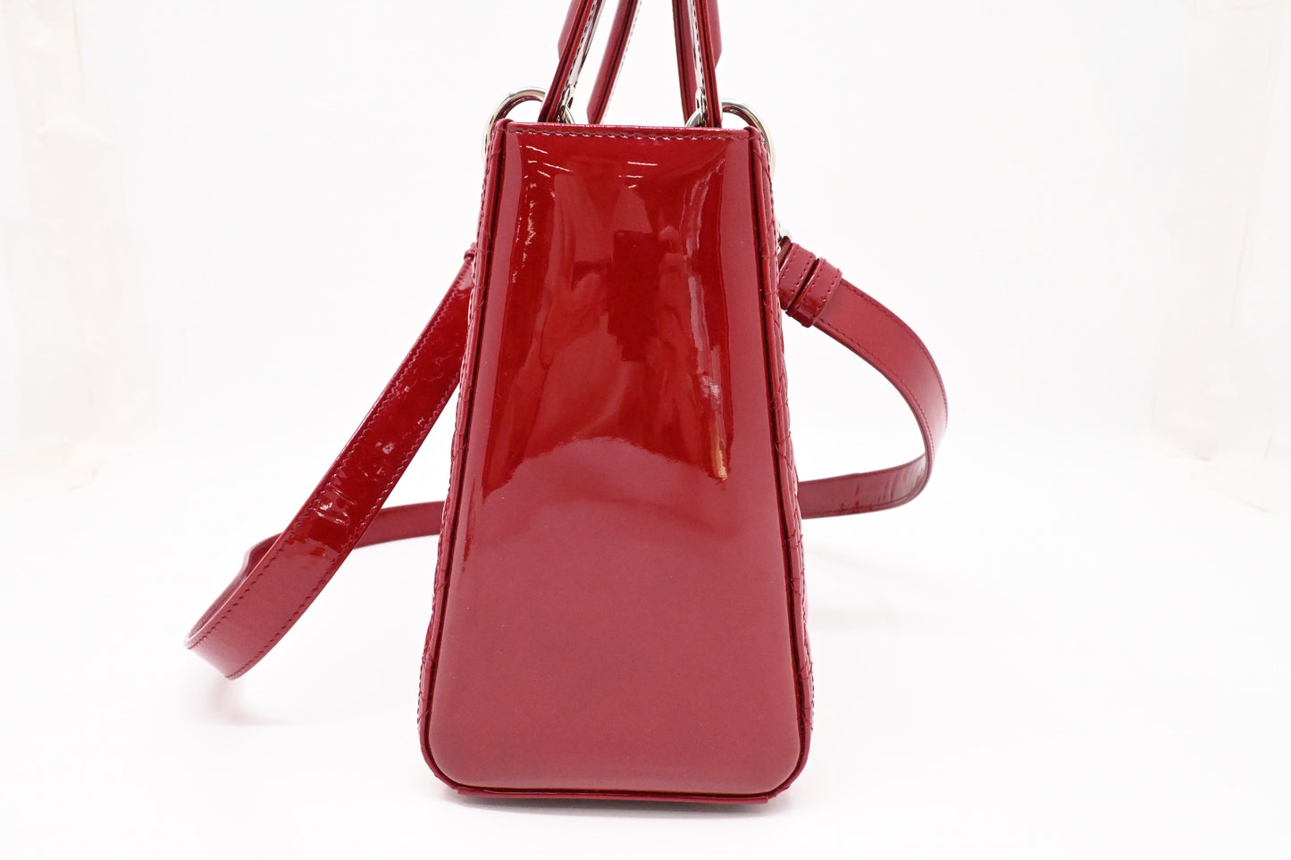 Dior Medium Lady Dior in Dark Red Cannage Patent Leather
