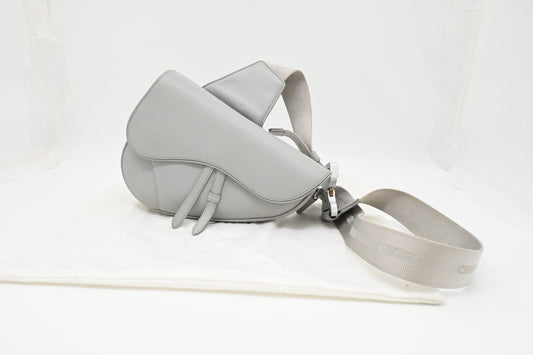 Dior Saddle Bag Crossbody in Gray Leather