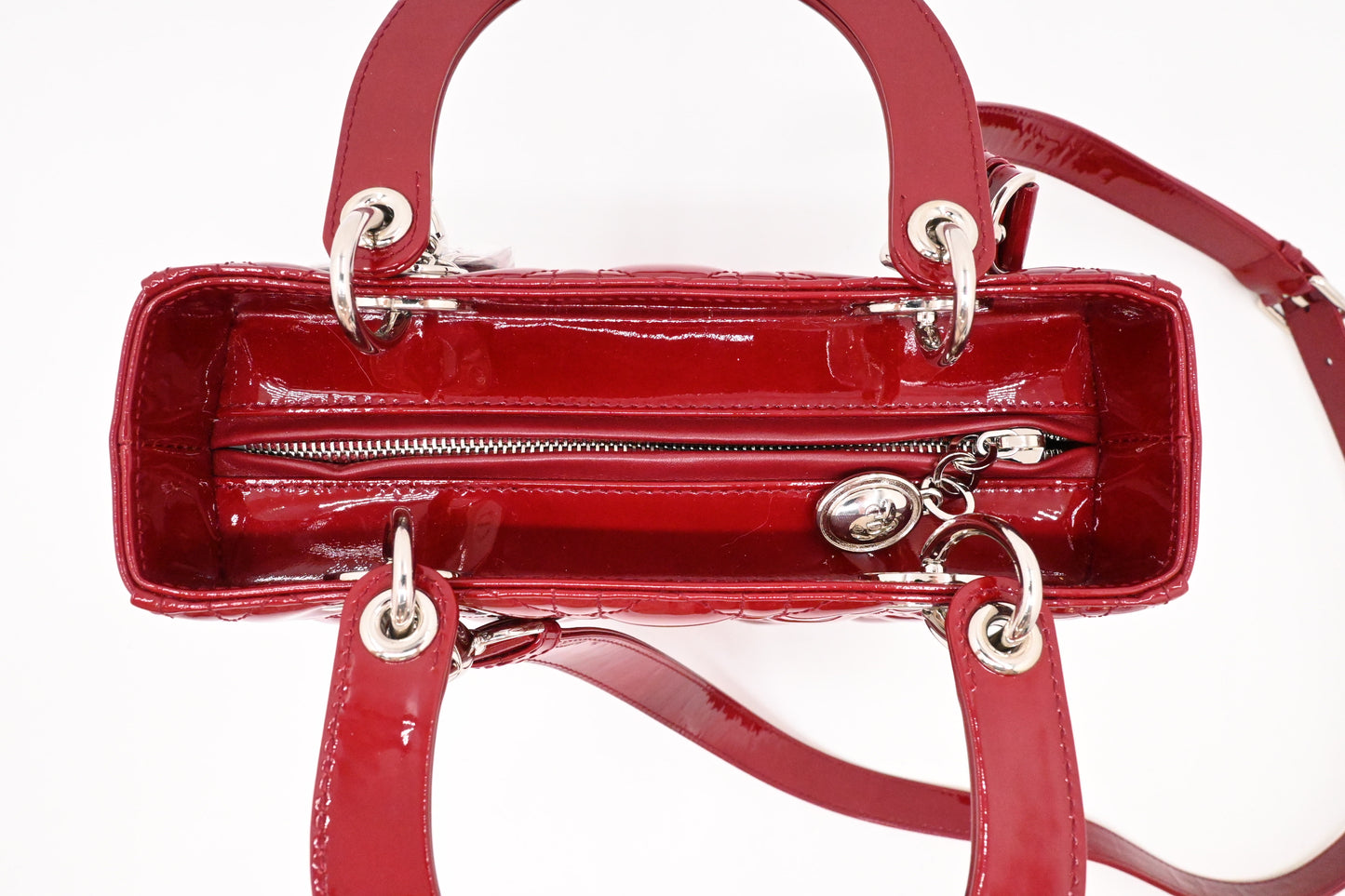 Dior Medium Lady Dior in Dark Red Cannage Patent Leather