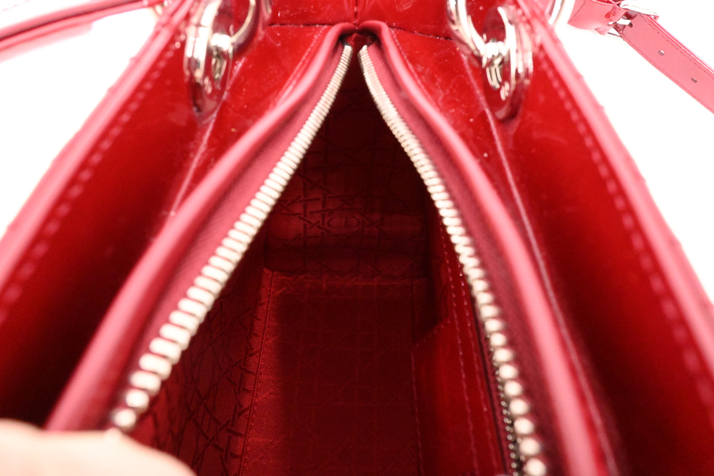 Dior Medium Lady Dior in Dark Red Cannage Patent Leather