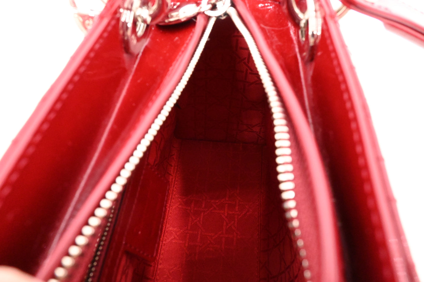 Dior Medium Lady Dior in Dark Red Cannage Patent Leather