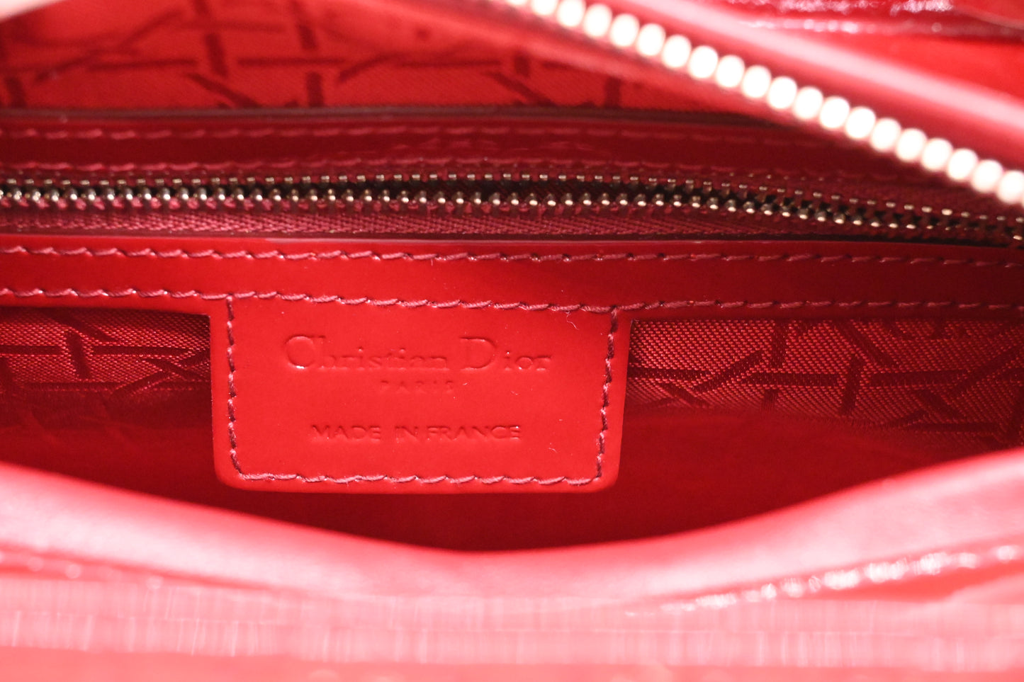 Dior Medium Lady Dior in Dark Red Cannage Patent Leather