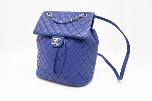 Chanel Urban Spirit Backpack in Blue Matelassé Leather