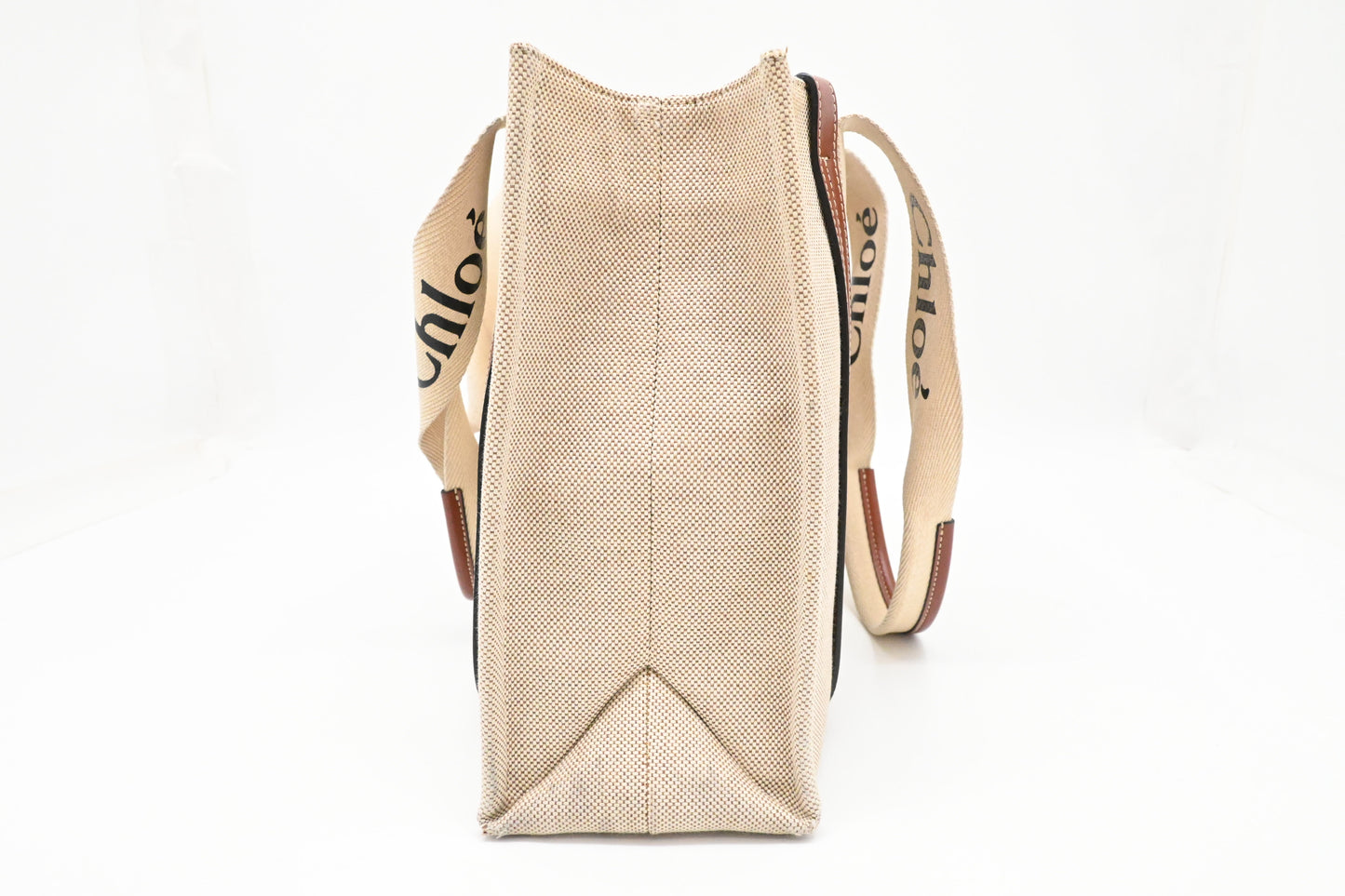 Chloe Medium Woody Tote in Beige Canvas