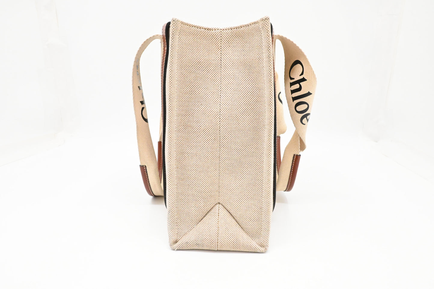 Chloe Medium Woody Tote in Beige Canvas
