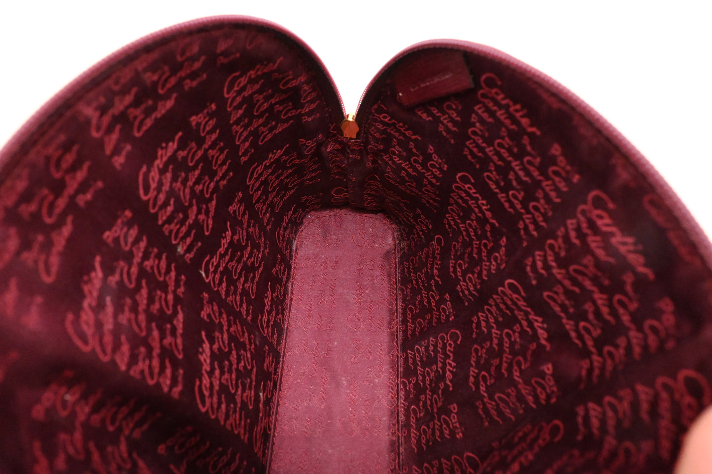 Cartier Cosmetics Pouch in Burgundy Leather