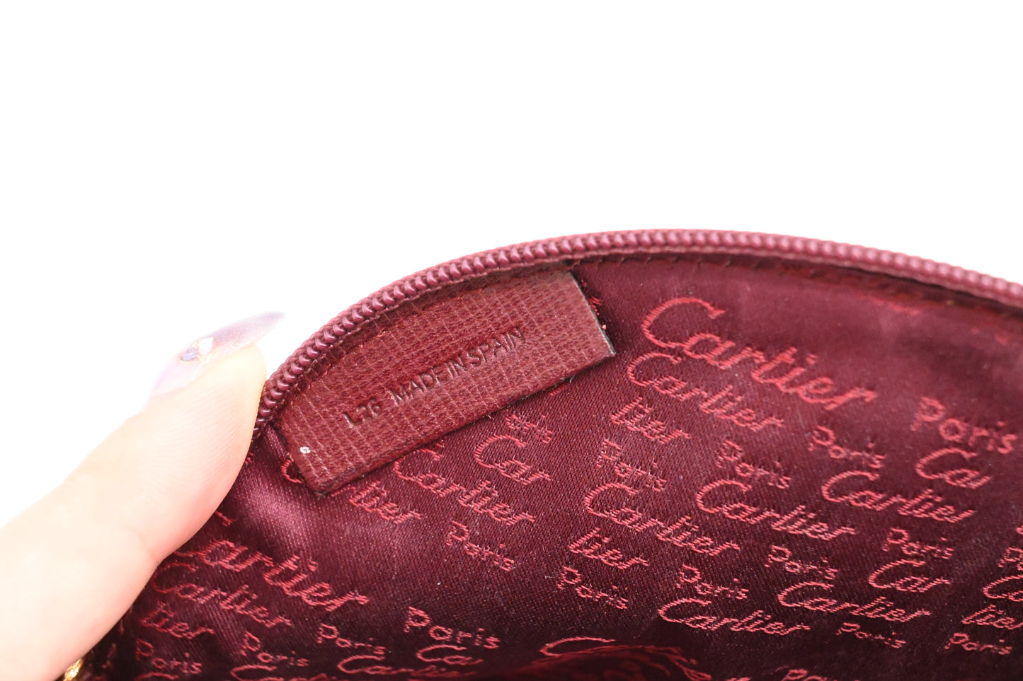 Cartier Cosmetics Pouch in Burgundy Leather