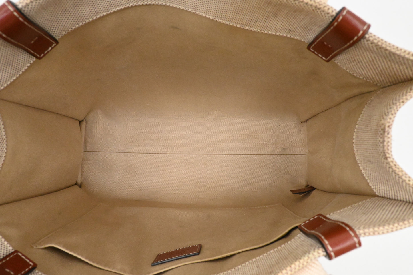 Chloe Medium Woody Tote in Beige Canvas