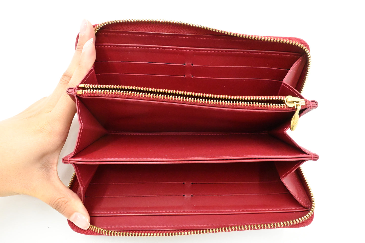 Louis Vuitton Long Zippy Wallet in Red Vernis Leather