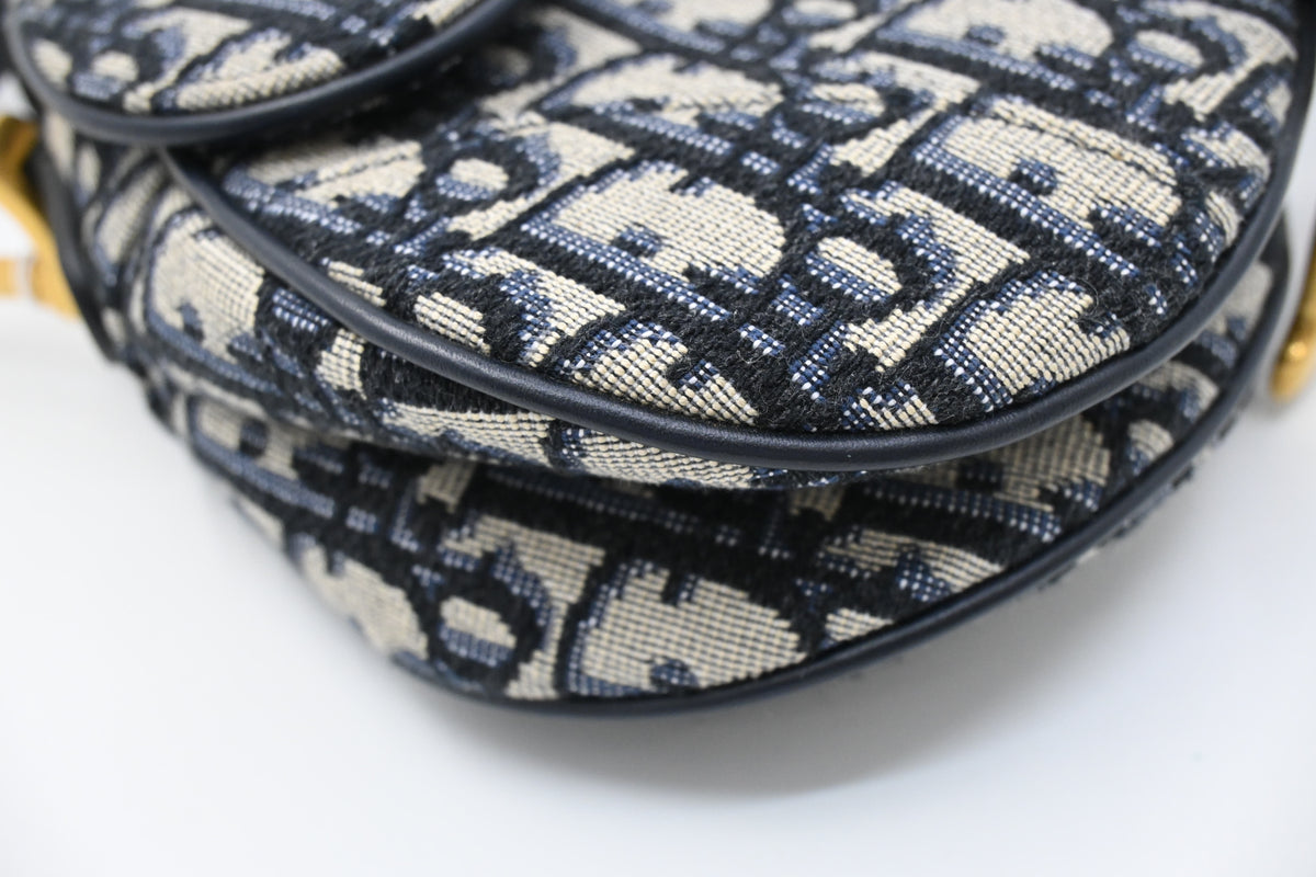 Dior Small Saddle Bag in Blue Oblique Canvas