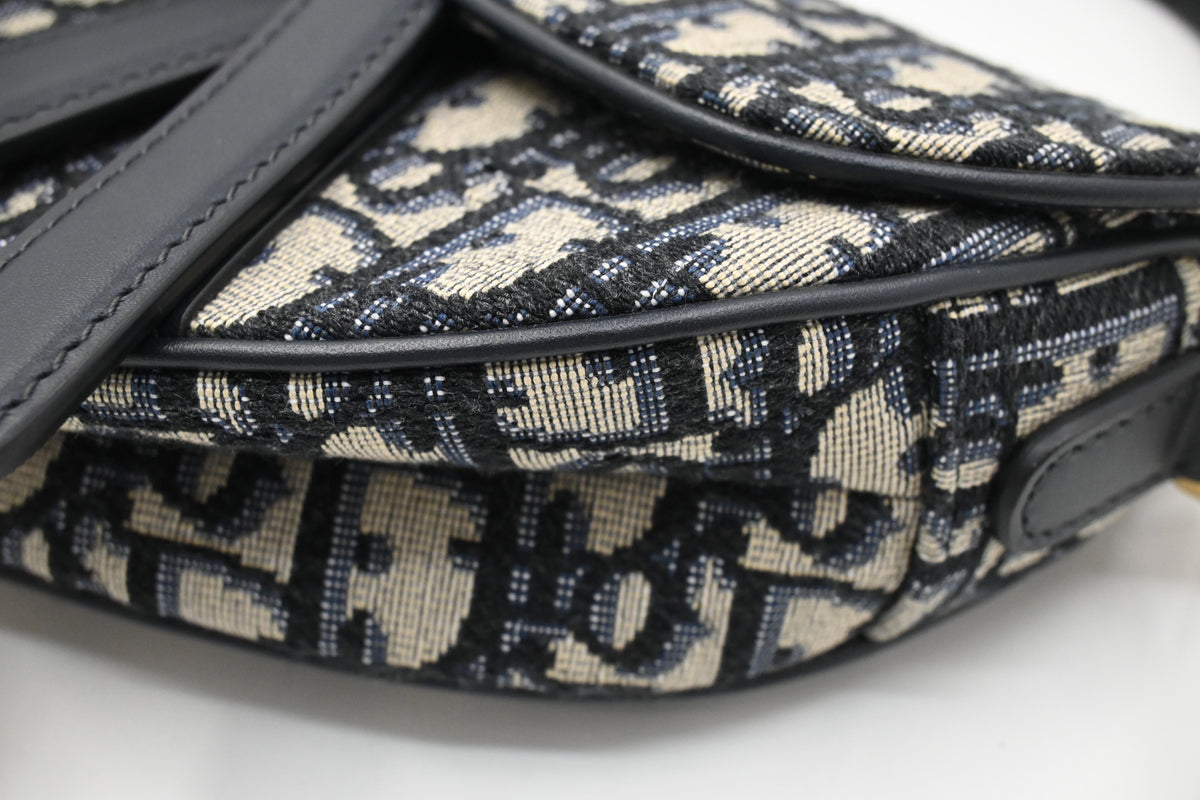 Dior Small Saddle Bag in Blue Oblique Canvas