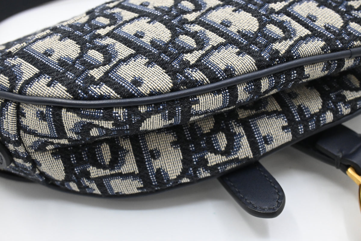 Dior Small Saddle Bag in Blue Oblique Canvas