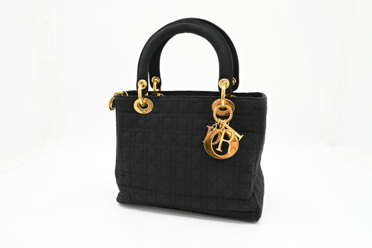 Dior Small Lady Dior in Black Cannage Nylon