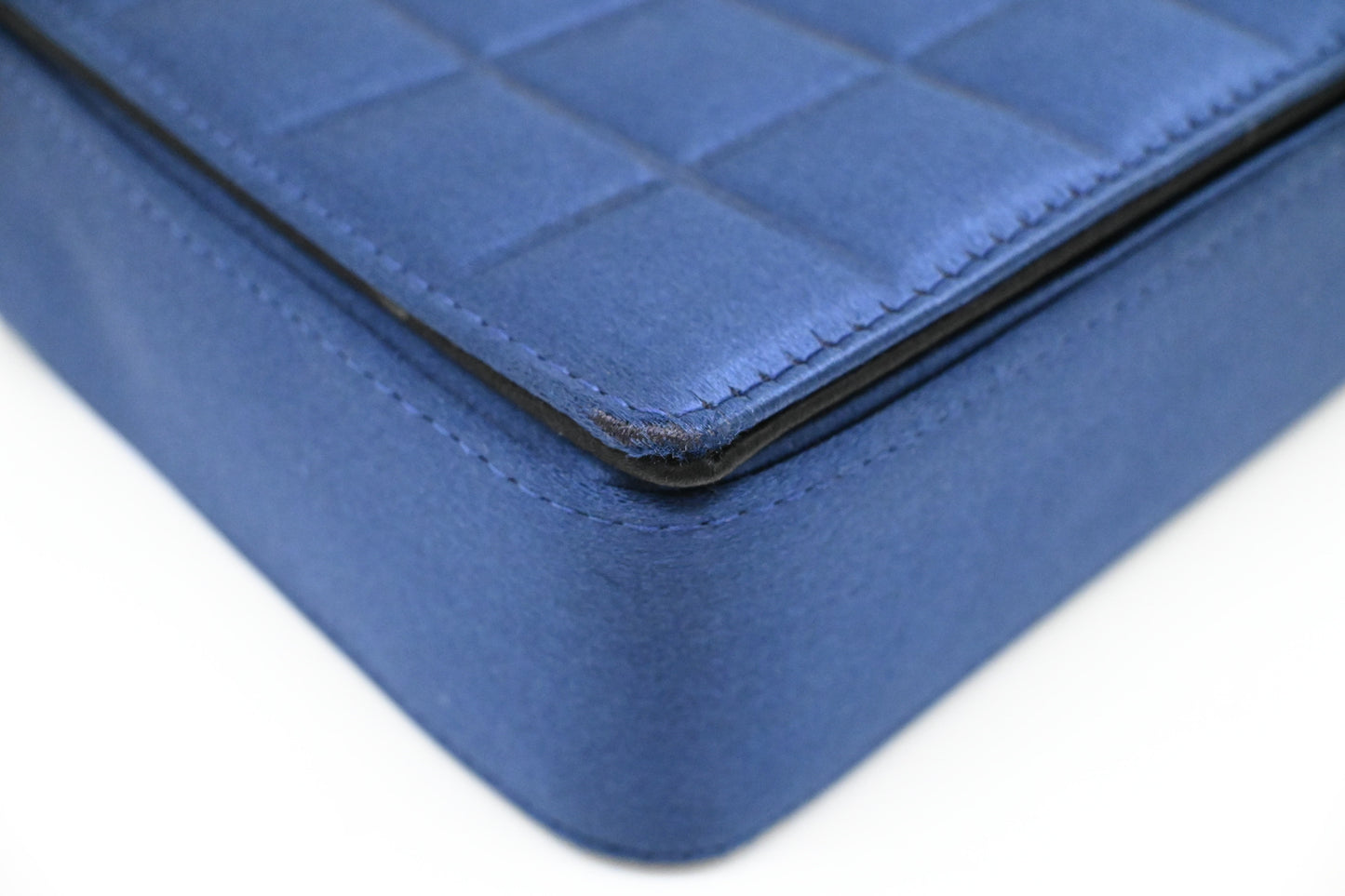 Chanel Chocolate Bar Shoulder Bag in Blue Satin