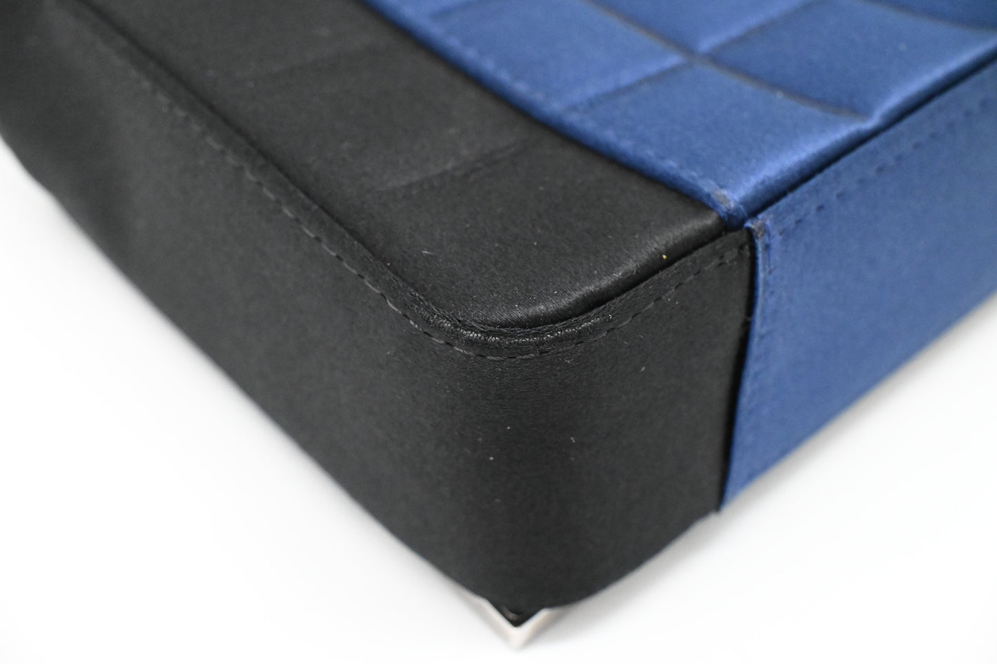 Chanel Chocolate Bar Shoulder Bag in Blue Satin