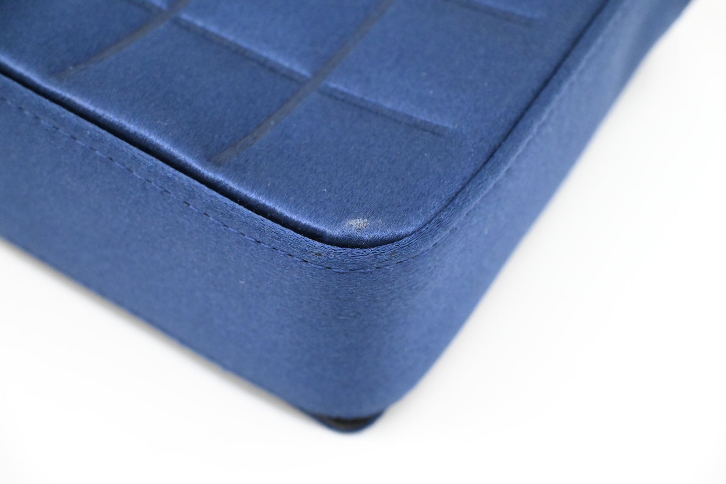 Chanel Chocolate Bar Shoulder Bag in Blue Satin