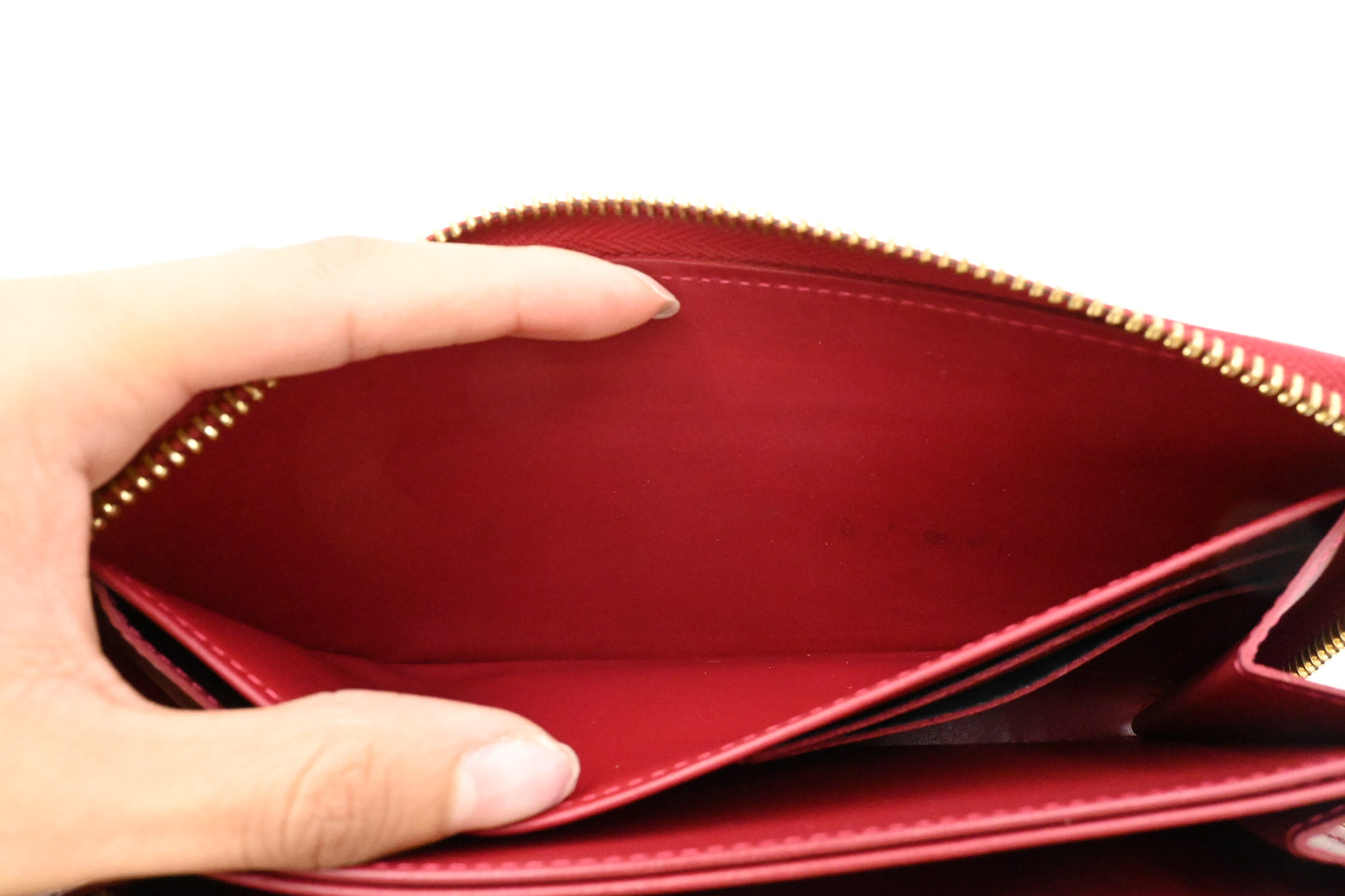 Louis Vuitton Long Zippy Wallet in Red Vernis Leather