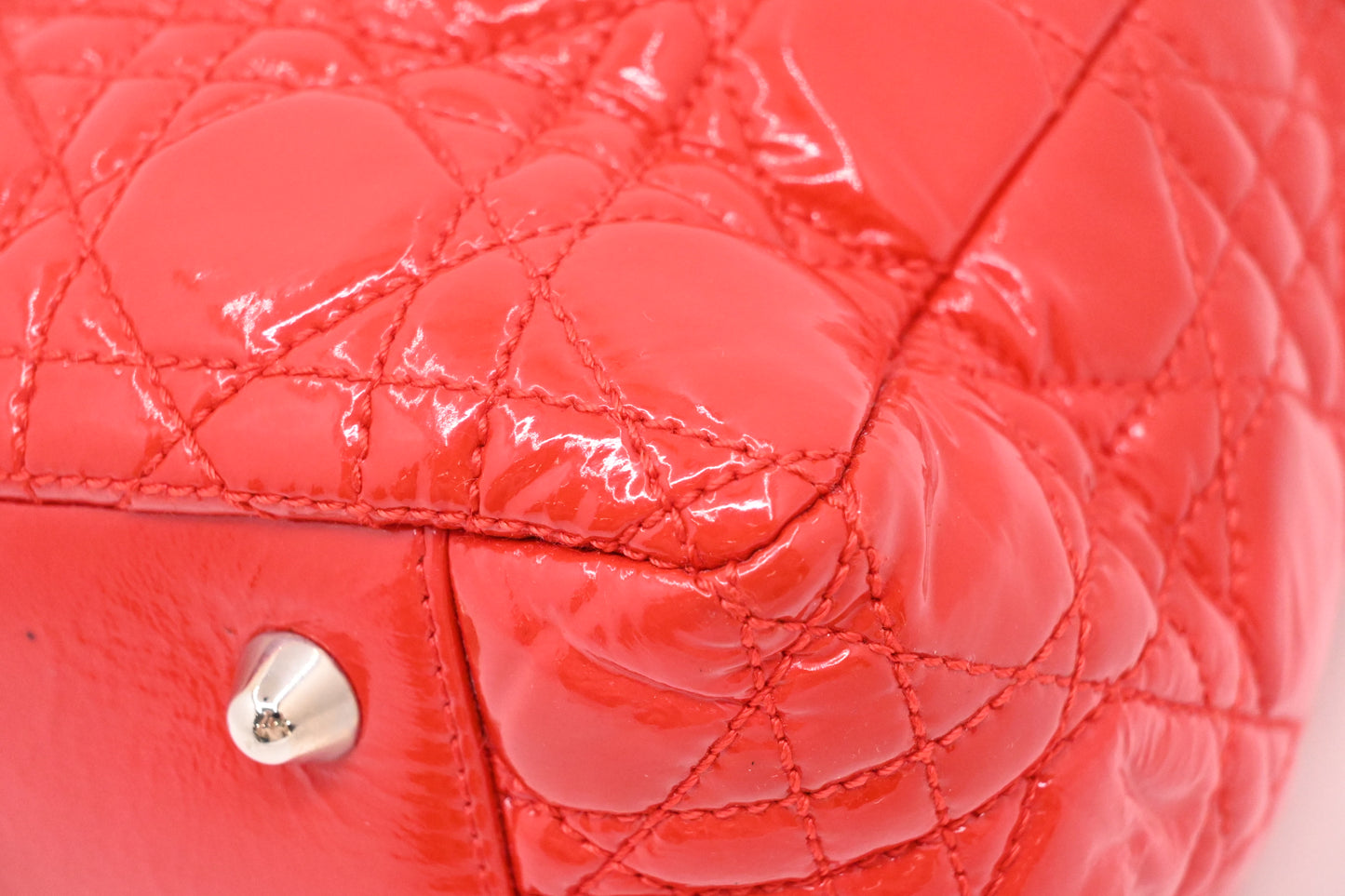 Dior Tote in Red Cannage Patent Leather