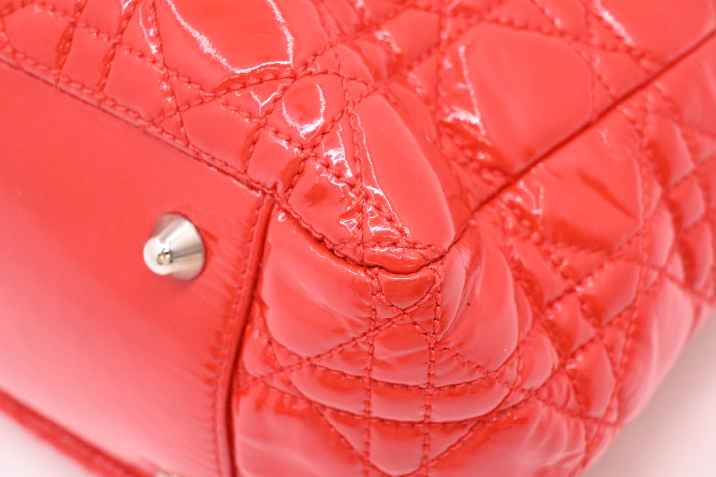 Dior Tote in Red Cannage Patent Leather