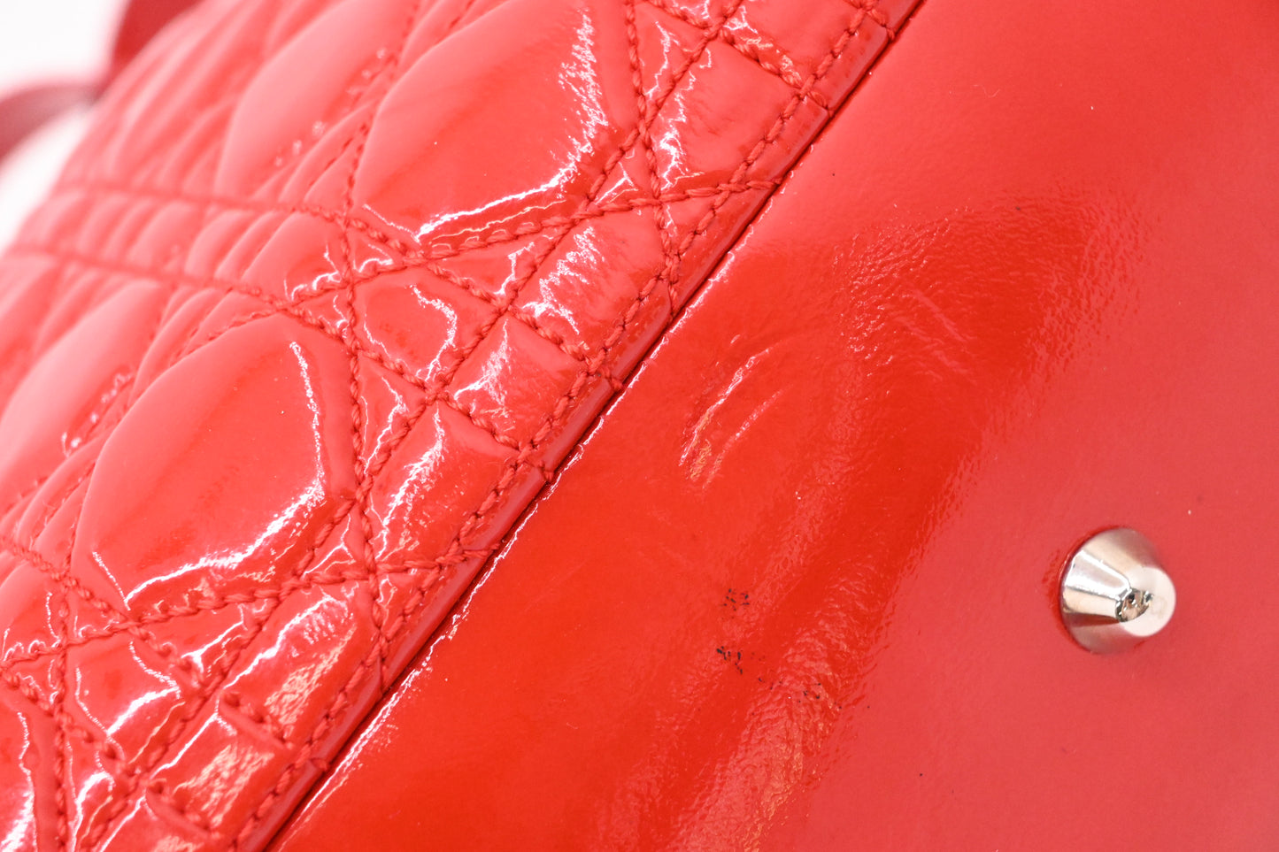 Dior Tote in Red Cannage Patent Leather
