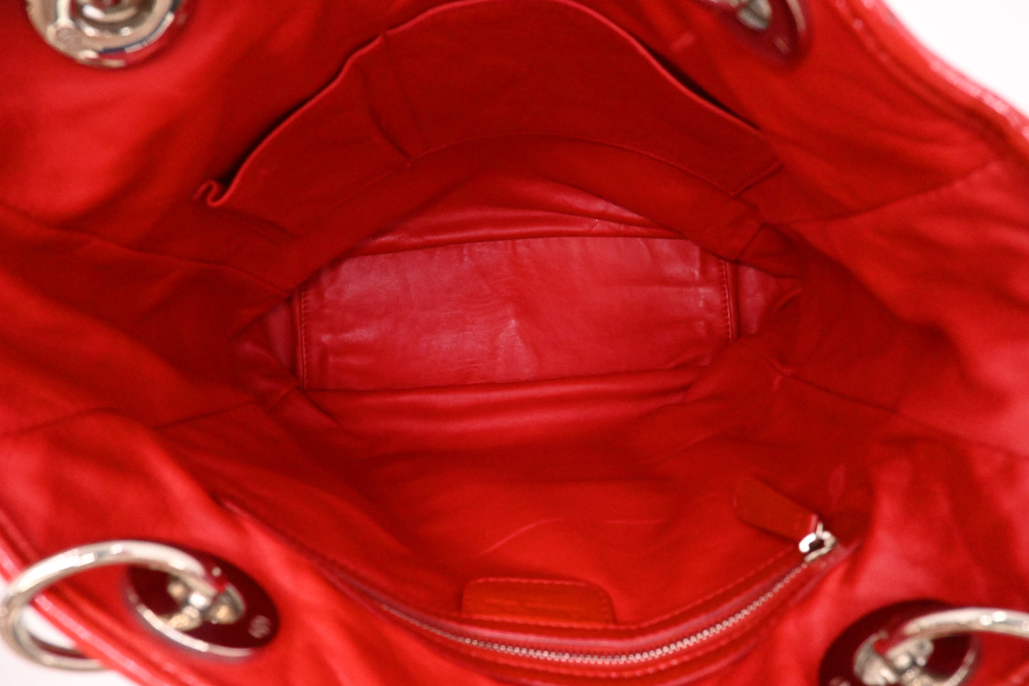 Dior Tote in Red Cannage Patent Leather