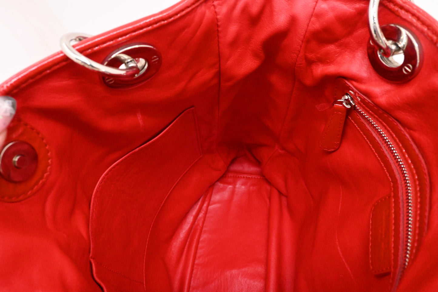 Dior Tote in Red Cannage Patent Leather