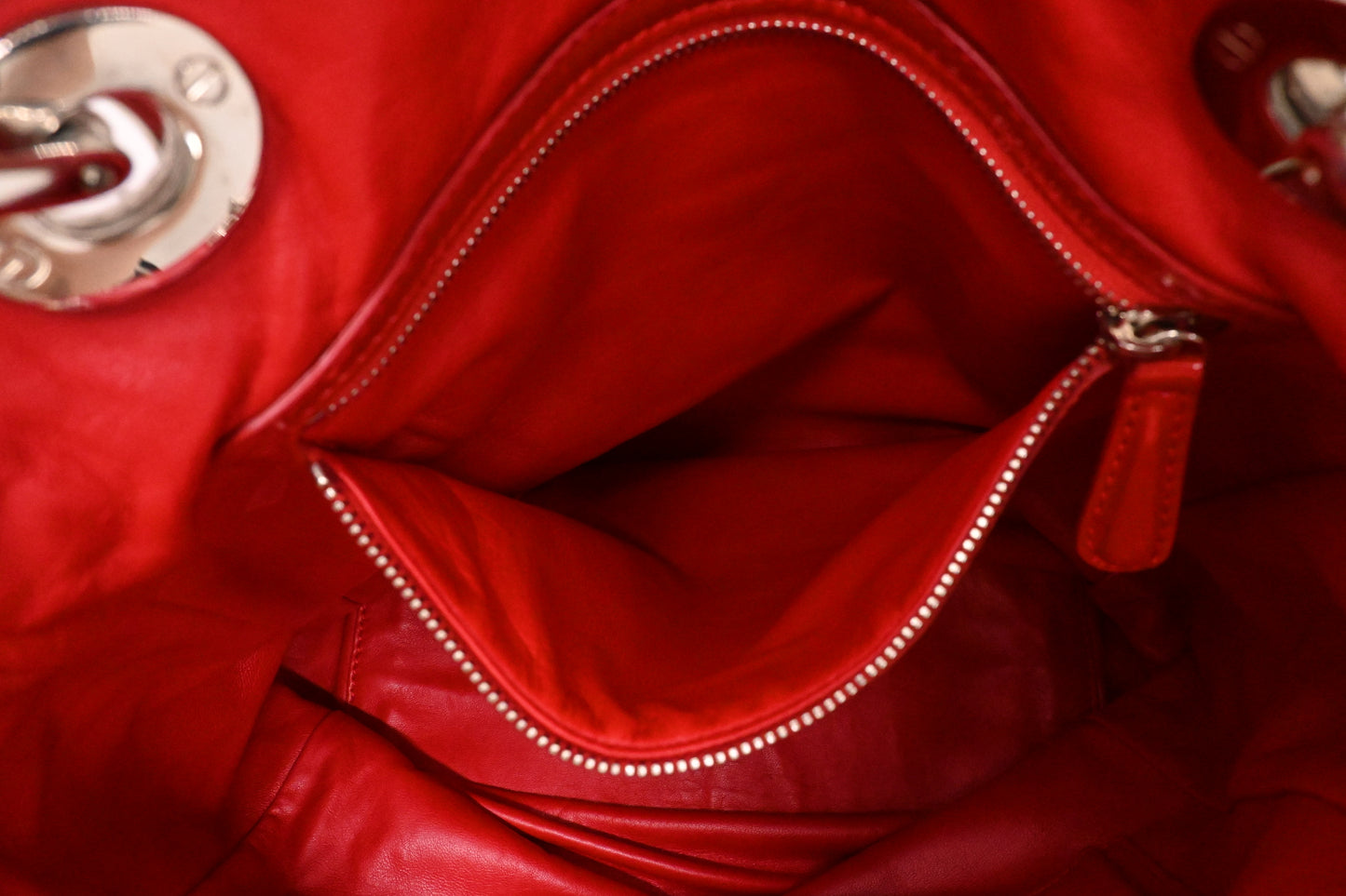 Dior Tote in Red Cannage Patent Leather
