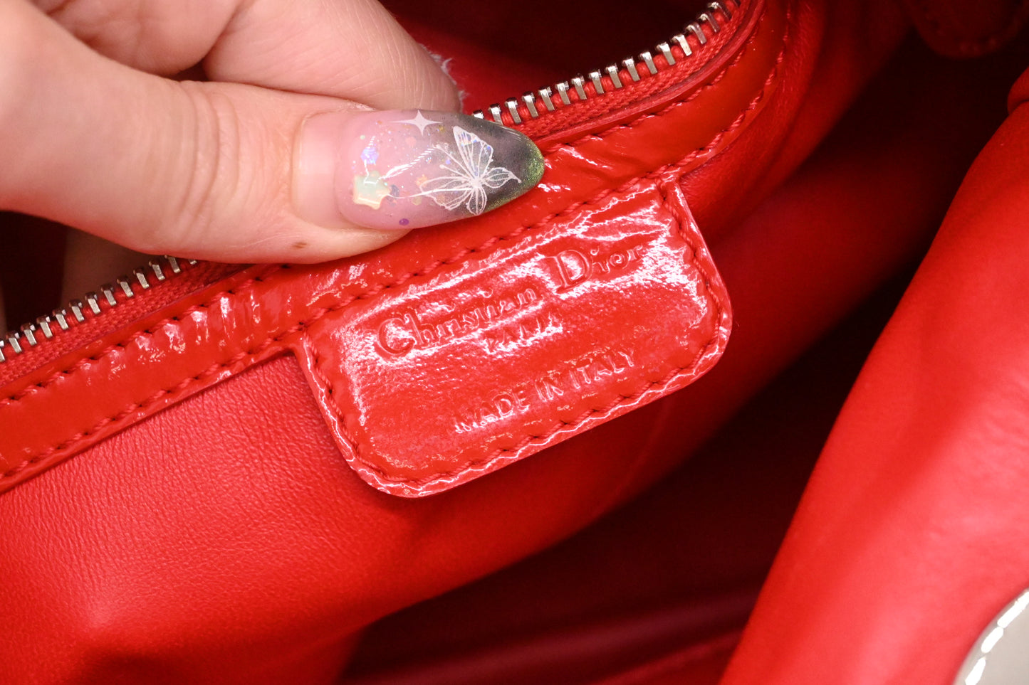 Dior Tote in Red Cannage Patent Leather