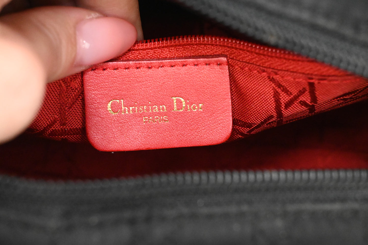 Dior Small Lady Dior in Black Cannage Nylon