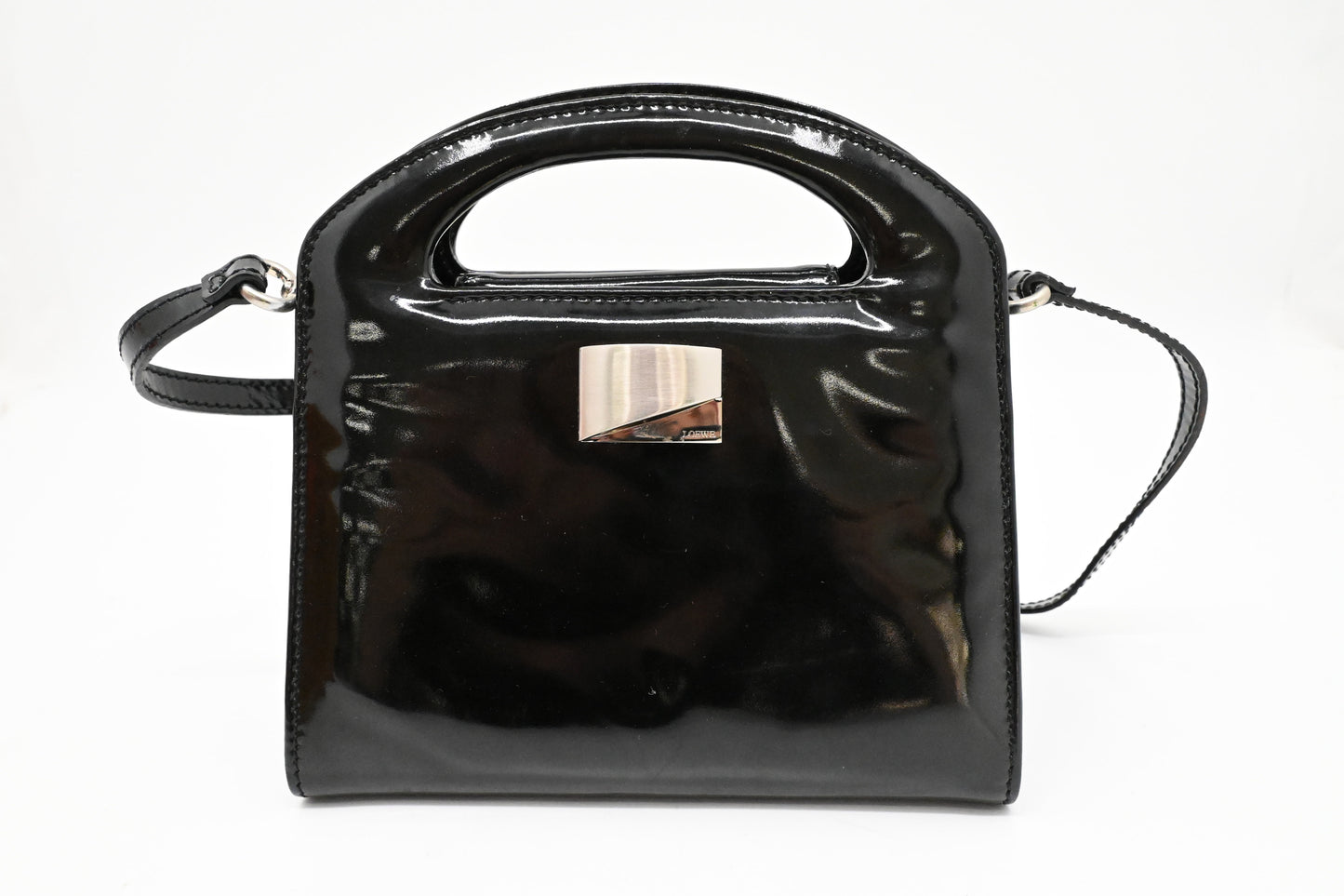 Loewe Two Way Bag in Black Patent Leather
