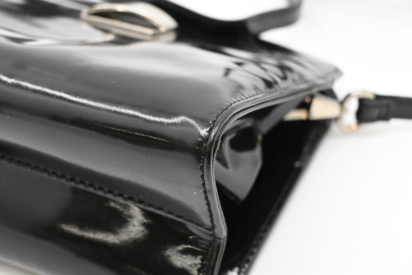 Loewe Two Way Bag in Black Patent Leather