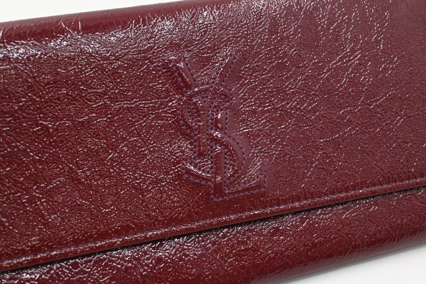 Yves Saint Laurent Clutch in Bordeaux Patent Leahter